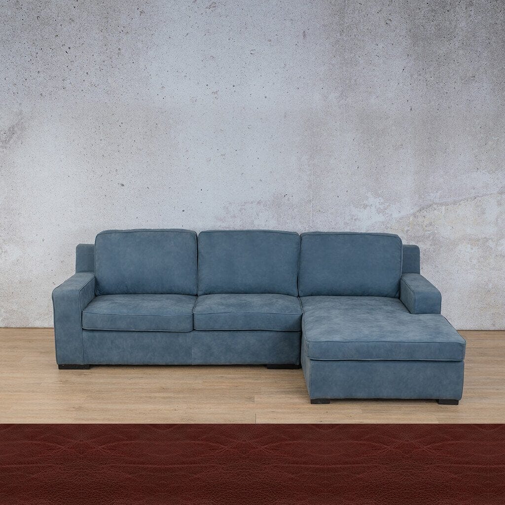 Rome Leather Sofa Chaise Sectional - RHF Leather Sectional Leather Gallery Czar Ruby