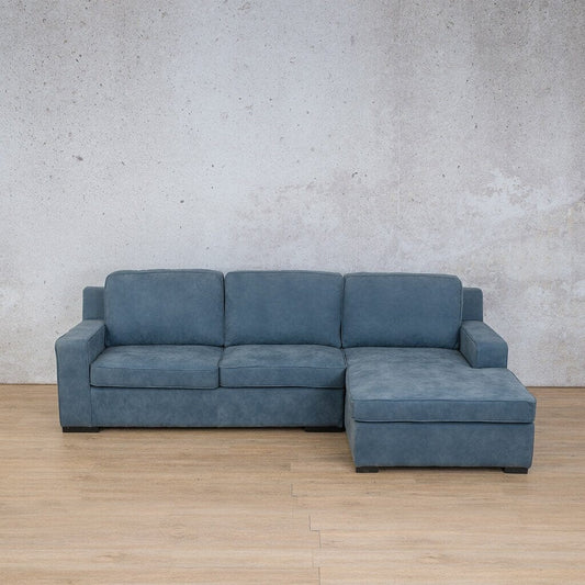 Rome Leather Sofa Chaise Sectional - RHF Leather Sectional Leather Gallery Flux Blue