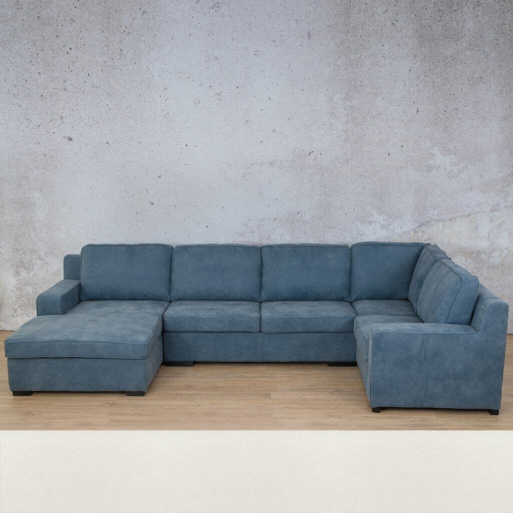 Rome Leather U-Sofa Chaise Sectional - LHF Leather Sectional Leather Gallery Czar White
