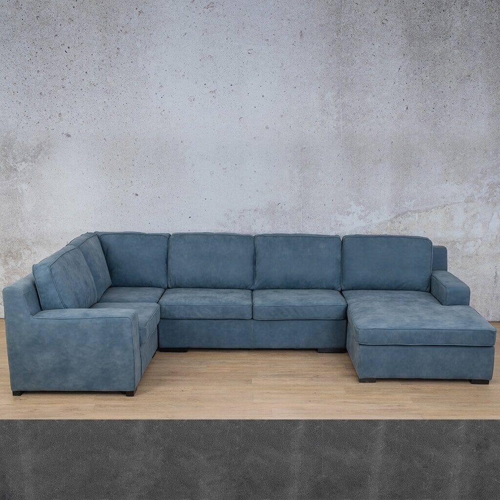 Rome Leather U-Sofa Chaise Sectional - RHF Leather Sectional Leather Gallery 