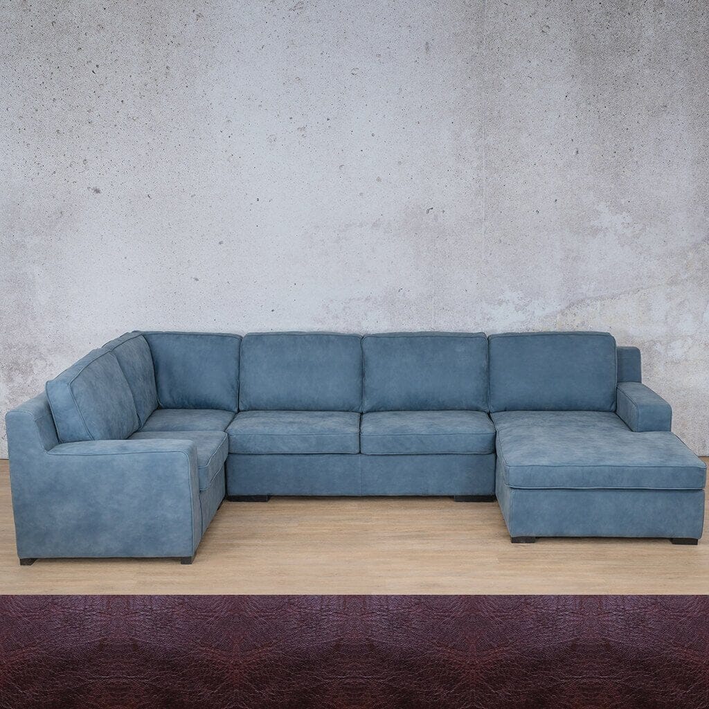 Rome Leather U-Sofa Chaise Sectional - RHF Leather Sectional Leather Gallery Royal Coffee