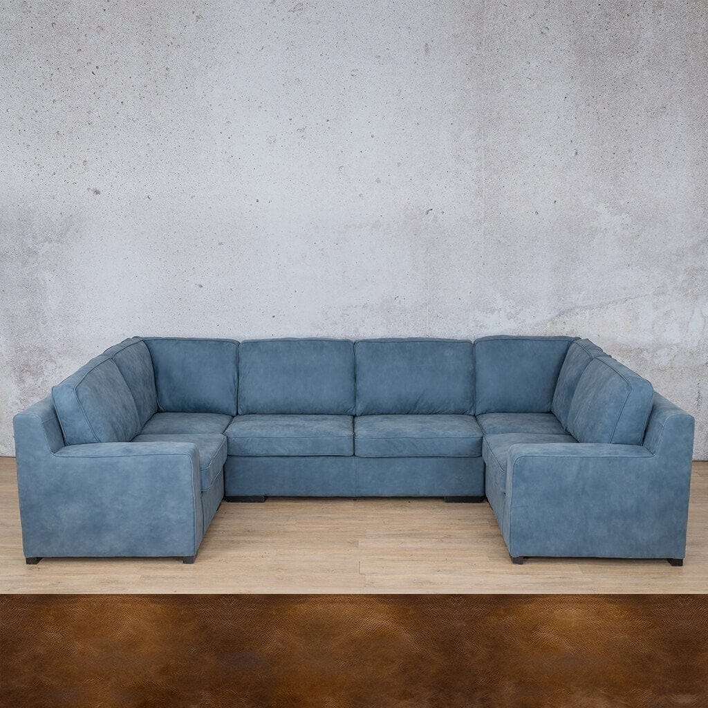 Rome Leather U-Sofa Sectional Leather Sectional Leather Gallery Royal Walnut 