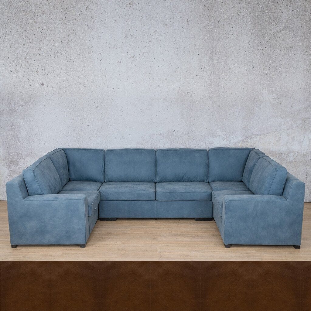 Rome Leather U-Sofa Sectional Leather Sectional Leather Gallery Czar Pecan 