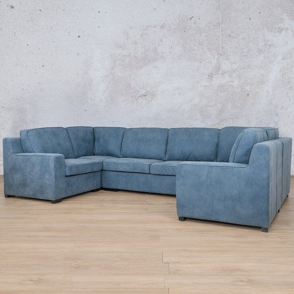 Rome Leather U-Sofa Sectional Leather Sectional Leather Gallery flux-blue