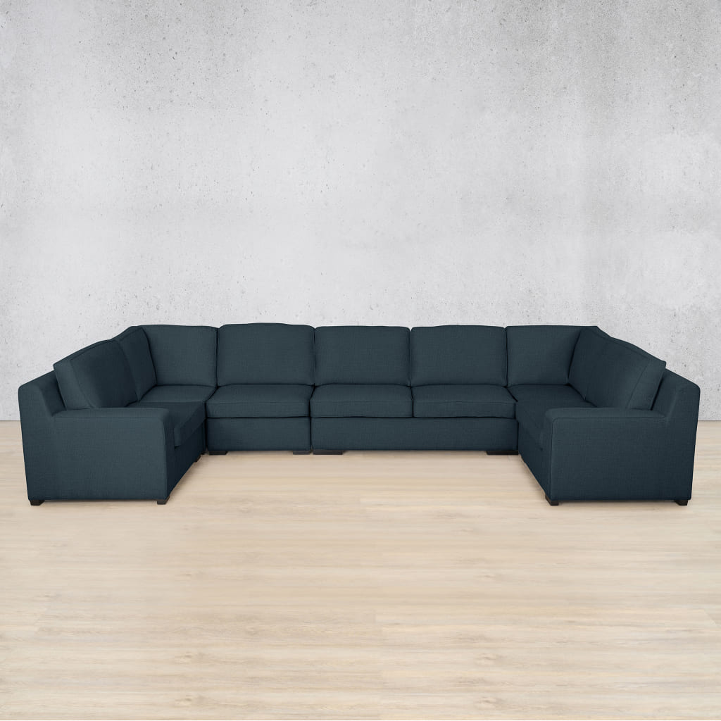 Rome Fabric Modular U-Sofa Sectional Fabric Corner Suite Leather Gallery Air Force Blue
