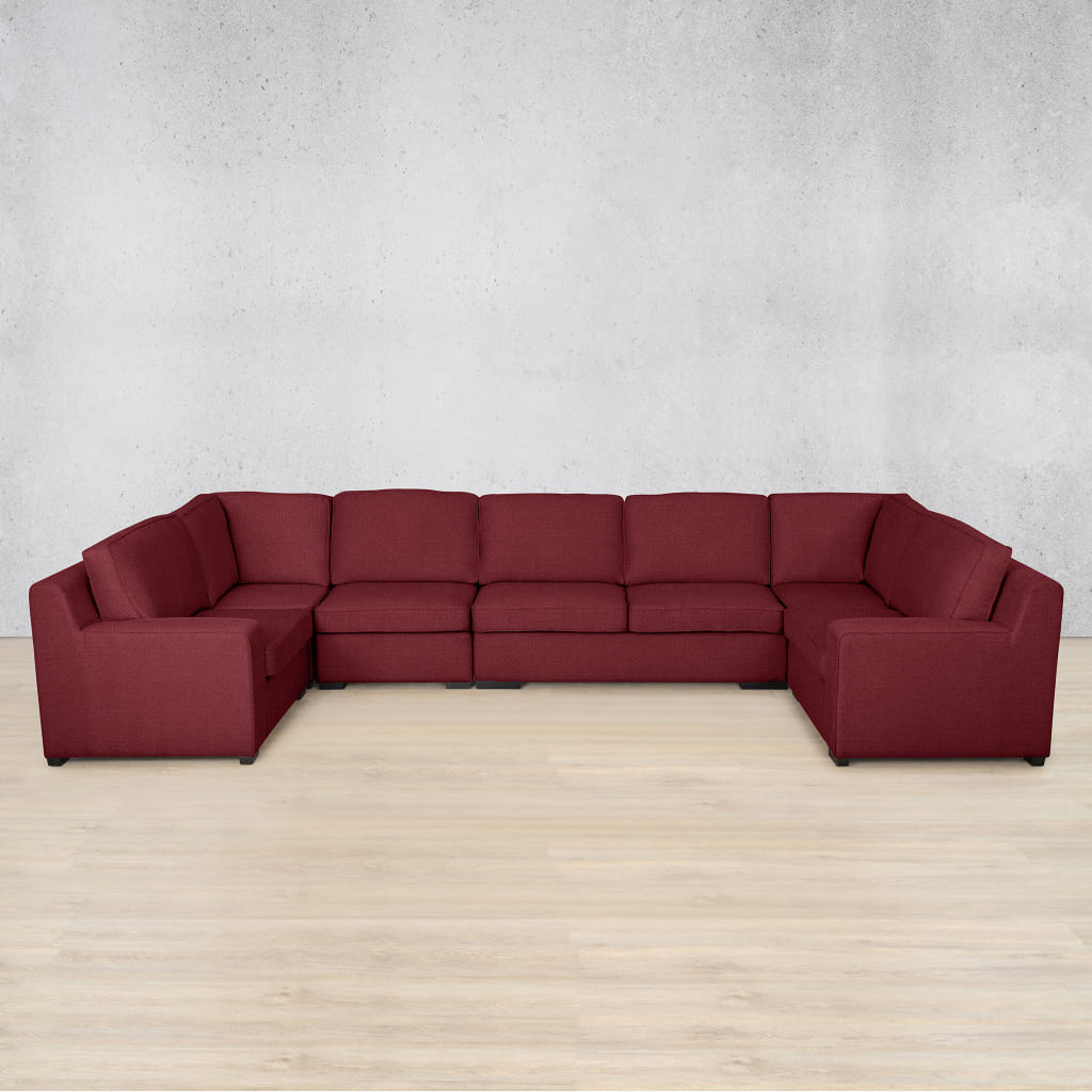 Rome Fabric Modular U-Sofa Sectional Fabric Corner Suite Leather Gallery Deep Cherry