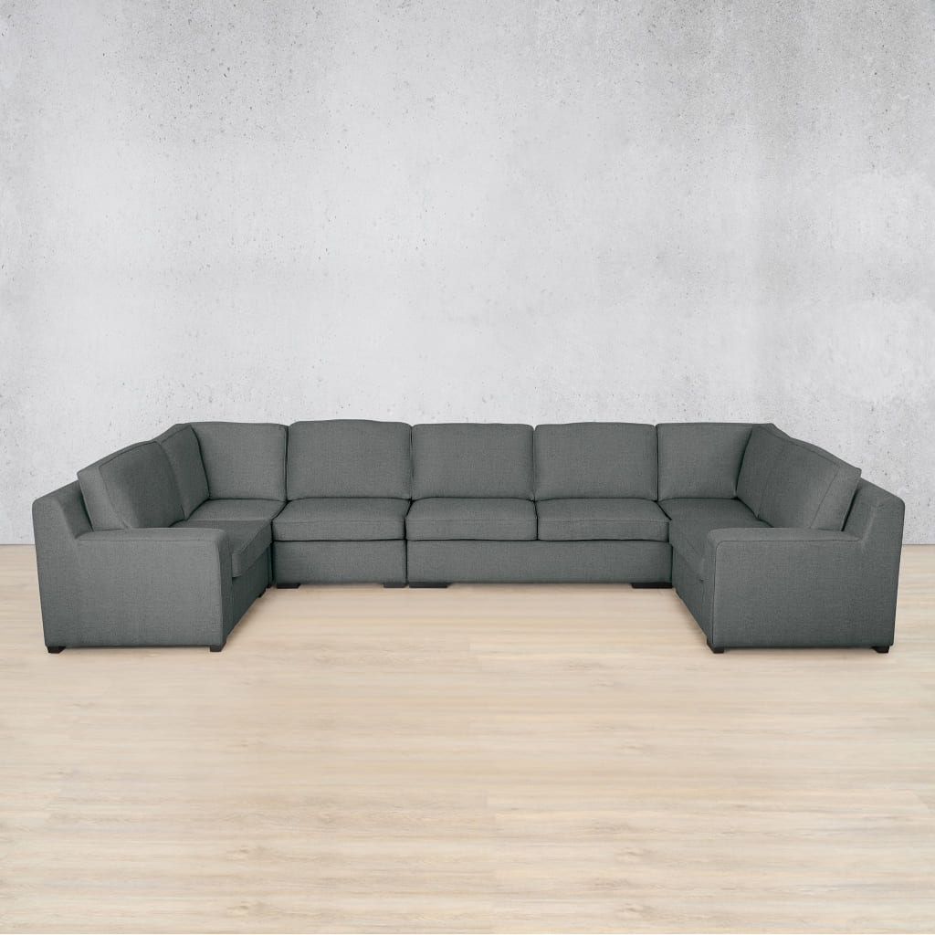 Rome Fabric Modular U-Sofa Sectional Fabric Corner Suite Leather Gallery Silver Charm
