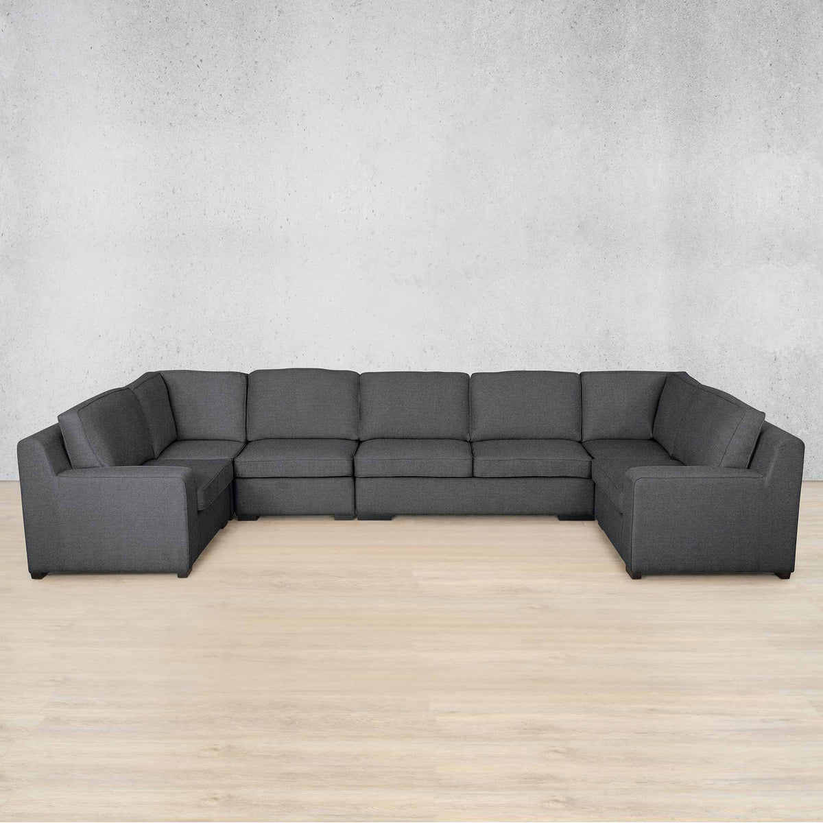 Rome Fabric Modular U-Sofa Sectional Fabric Corner Suite Leather Gallery Space Grey