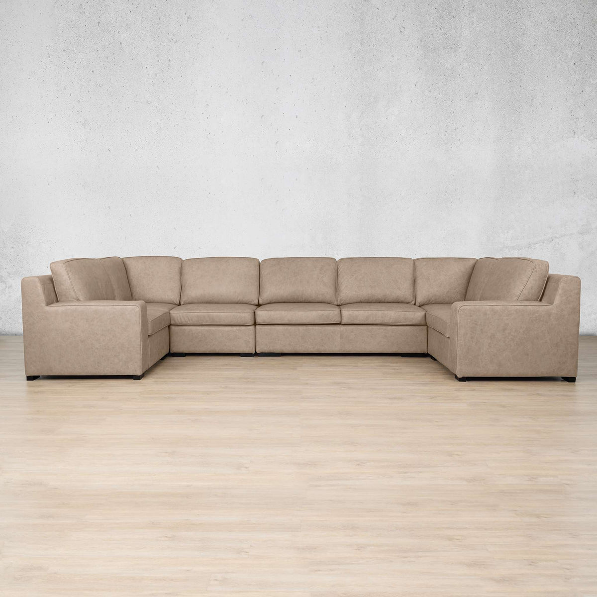 Rome Leather Modular U-Sofa Sectional Leather Sectional Leather Gallery Almond