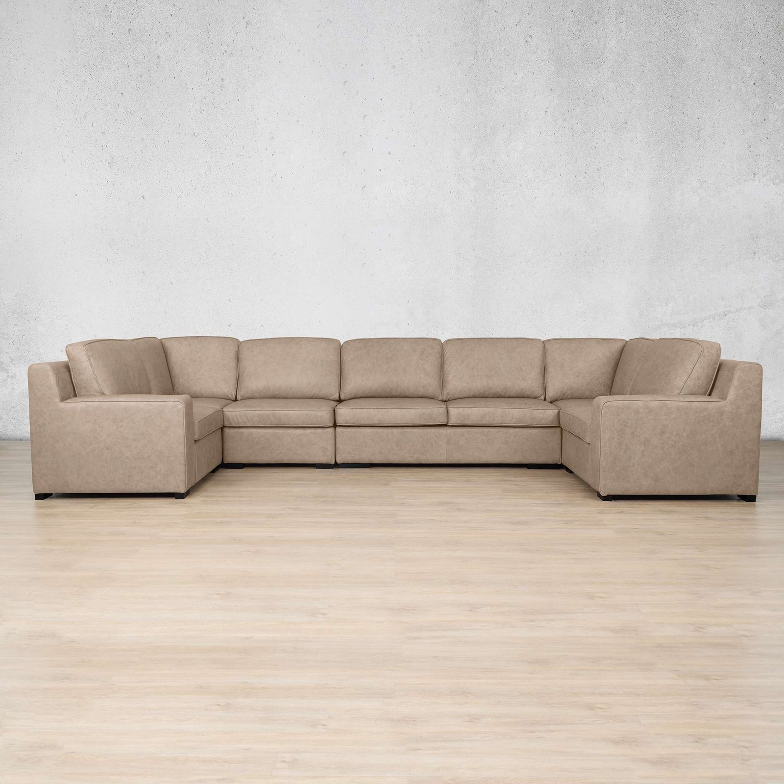 Rome Leather Modular U-Sofa Sectional Leather Sectional Leather Gallery Almond