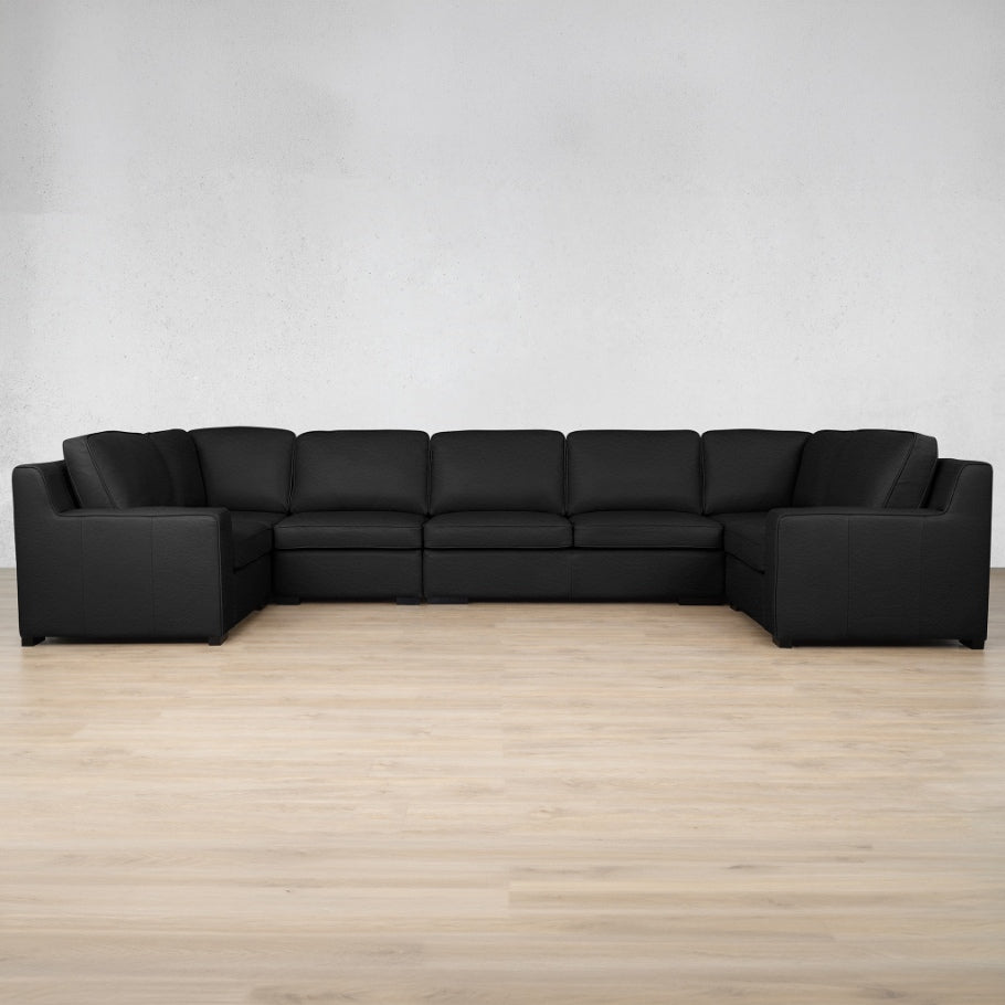 Rome Leather Modular U-Sofa Sectional Leather Sectional Leather Gallery Czar Black