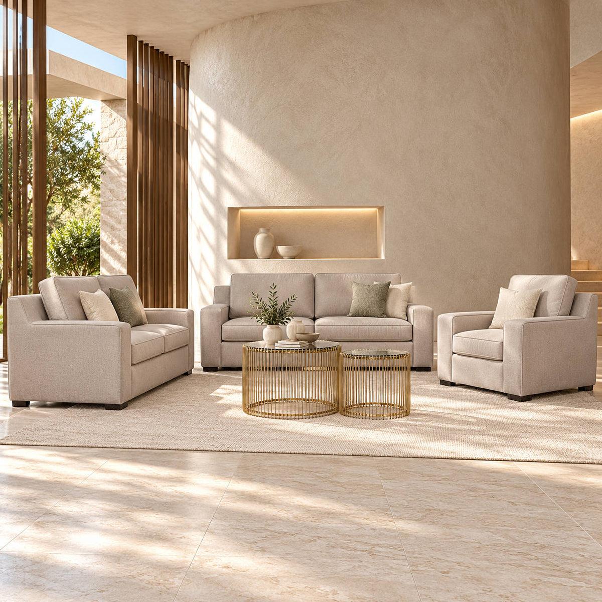 Rome 3+2+1 Fabric Sofa Suite - Kenya Sand | Fabric Couches, lounge suite, sofas and couches