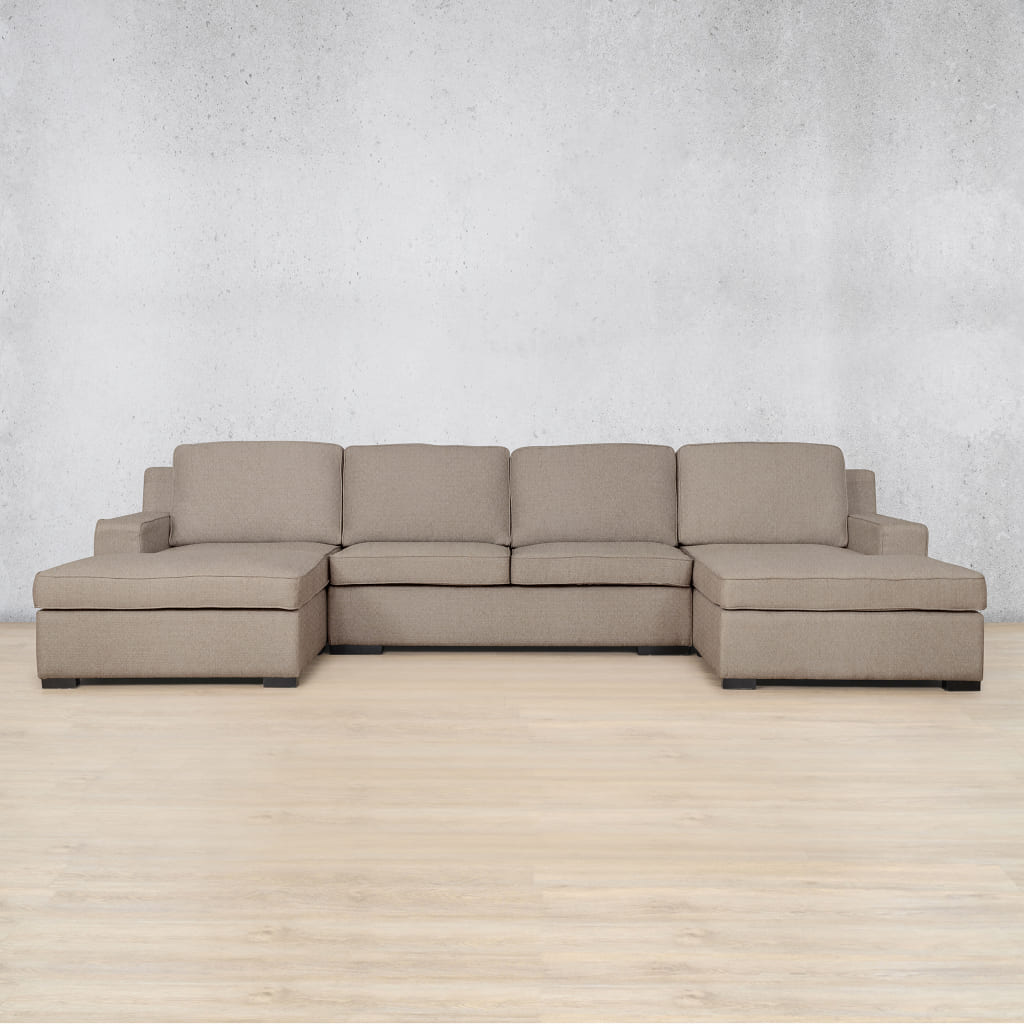 Rome Fabric Sofa U-Chaise Sectional Fabric Corner Suite Leather Gallery Kenya Sand