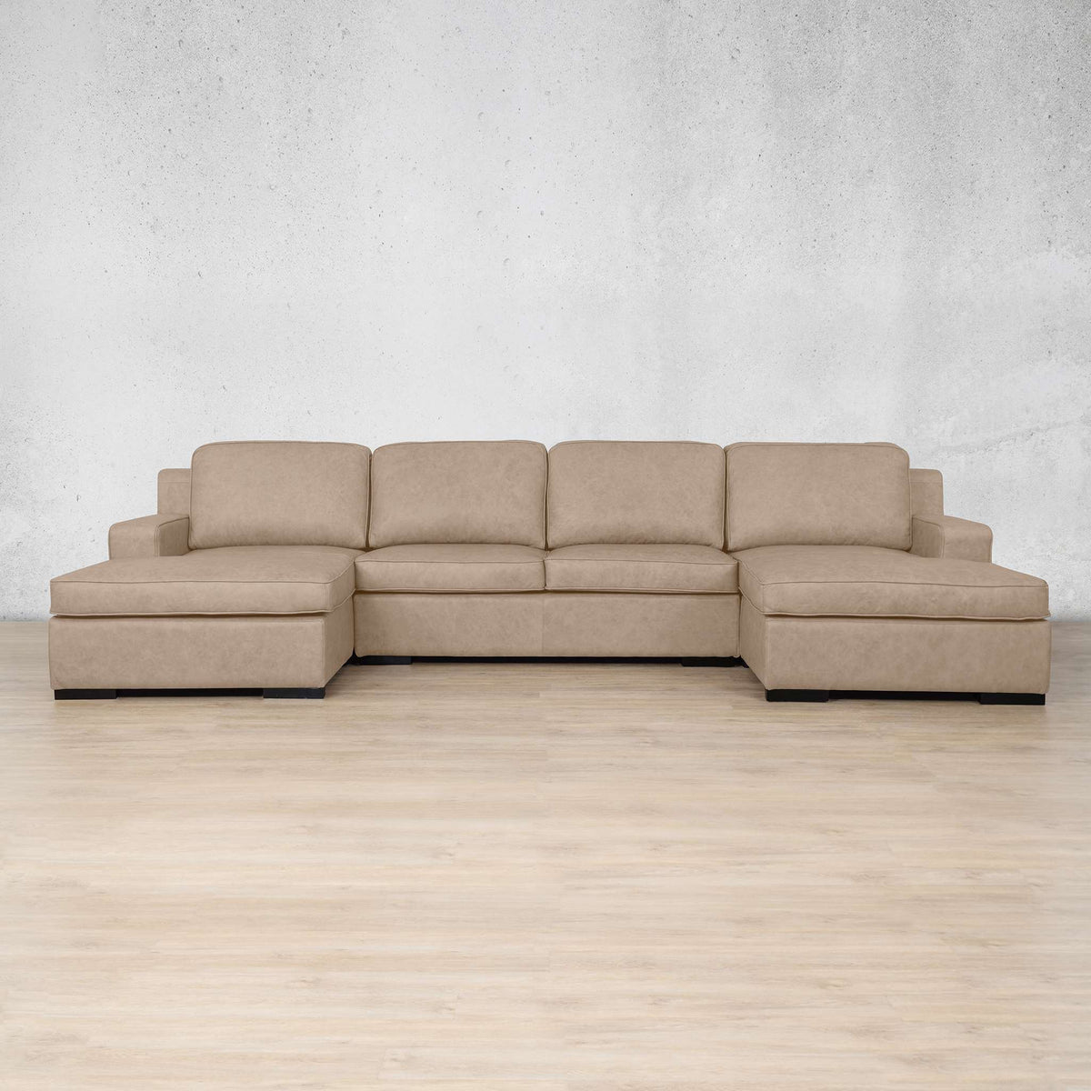 Rome Leather Sofa U-Chaise Sectional Leather Sectional Leather Gallery Almond
