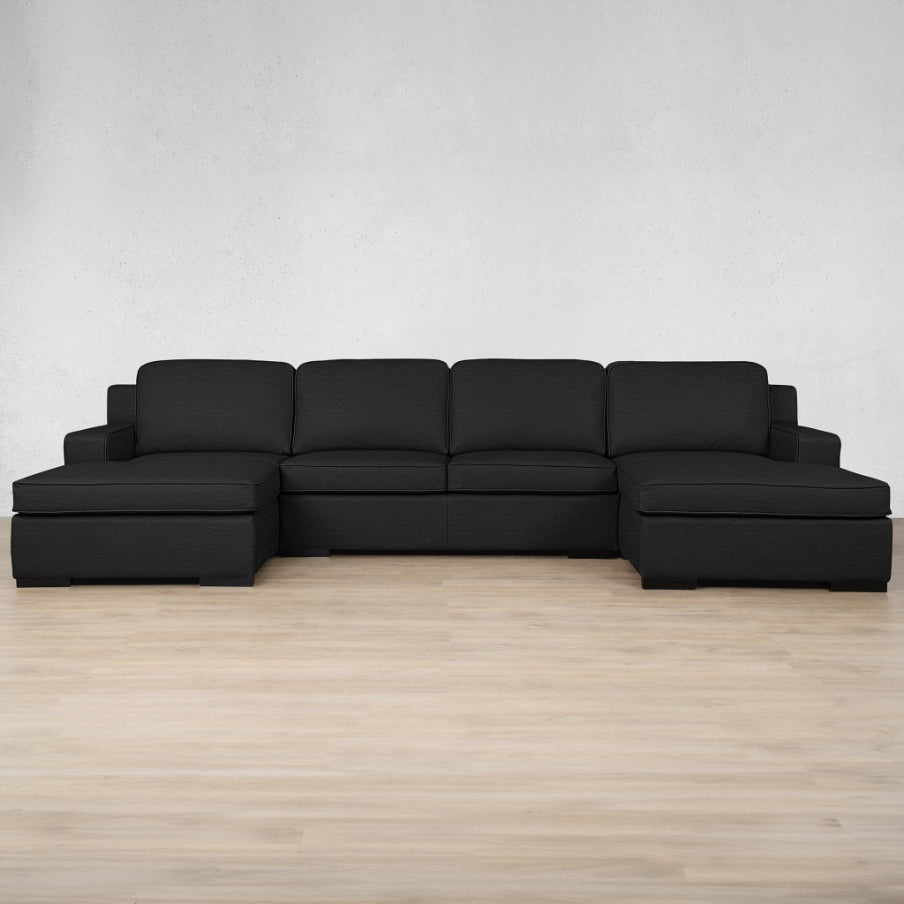 Rome Leather Sofa U-Chaise Sectional Leather Sectional Leather Gallery Czar Black