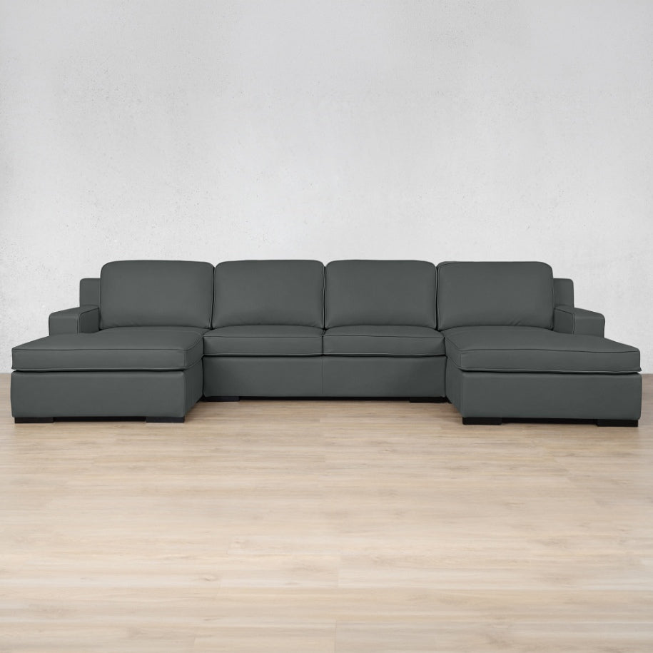 Rome Leather Sofa U-Chaise Sectional Leather Sectional Leather Gallery Flux Grey