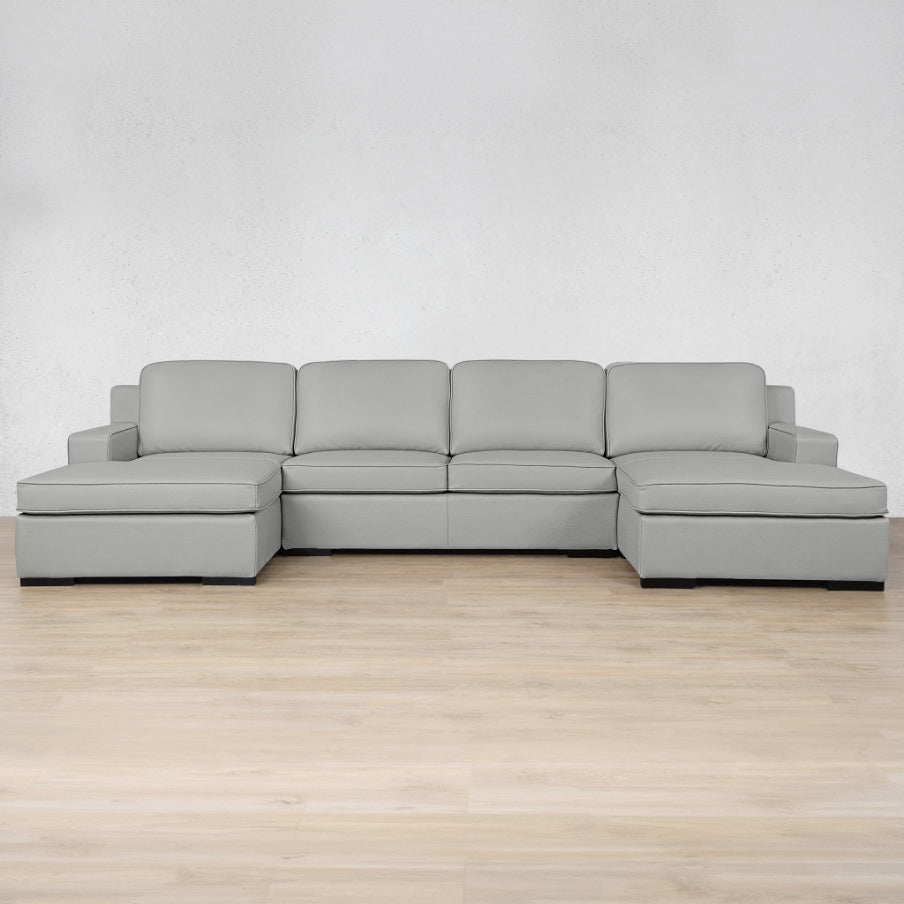 Rome Leather Sofa U-Chaise Sectional Leather Sectional Leather Gallery Manatee Grey