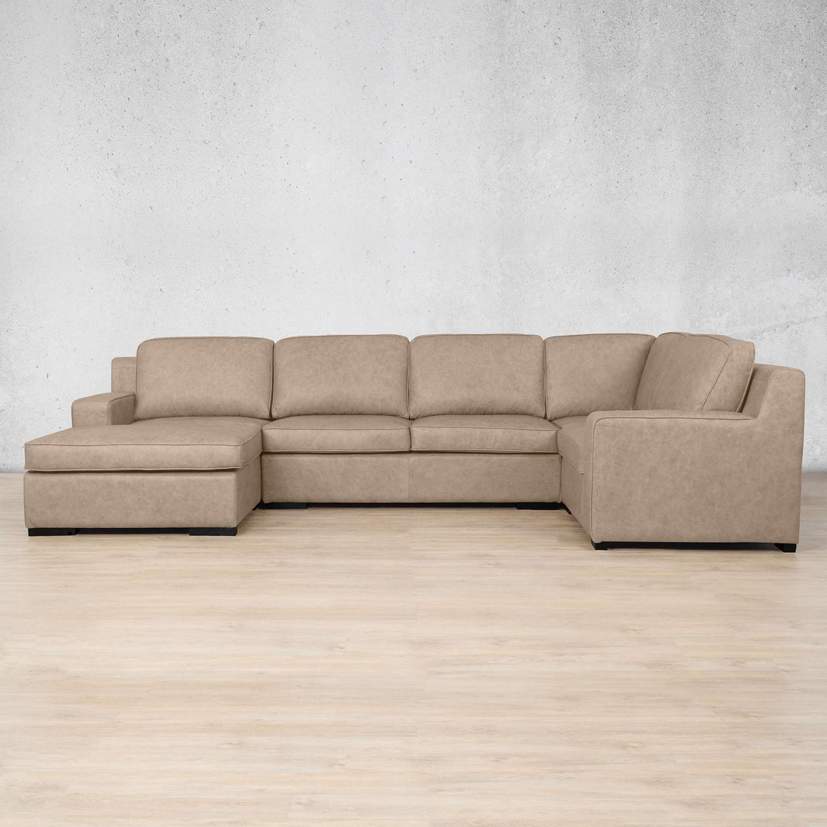Rome Leather U-Sofa Chaise Sectional - LHF Leather Sectional Leather Gallery Almond