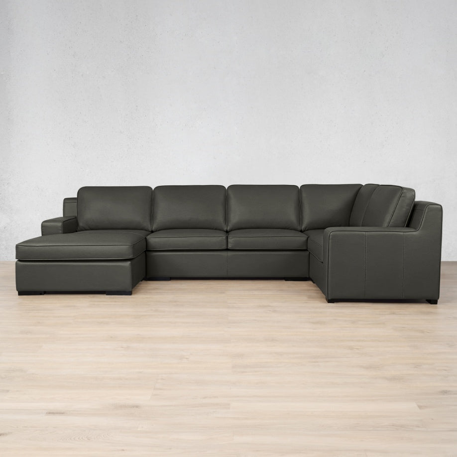 Rome Leather U-Sofa Chaise Sectional - LHF Leather Sectional Leather Gallery Czar Anthracite