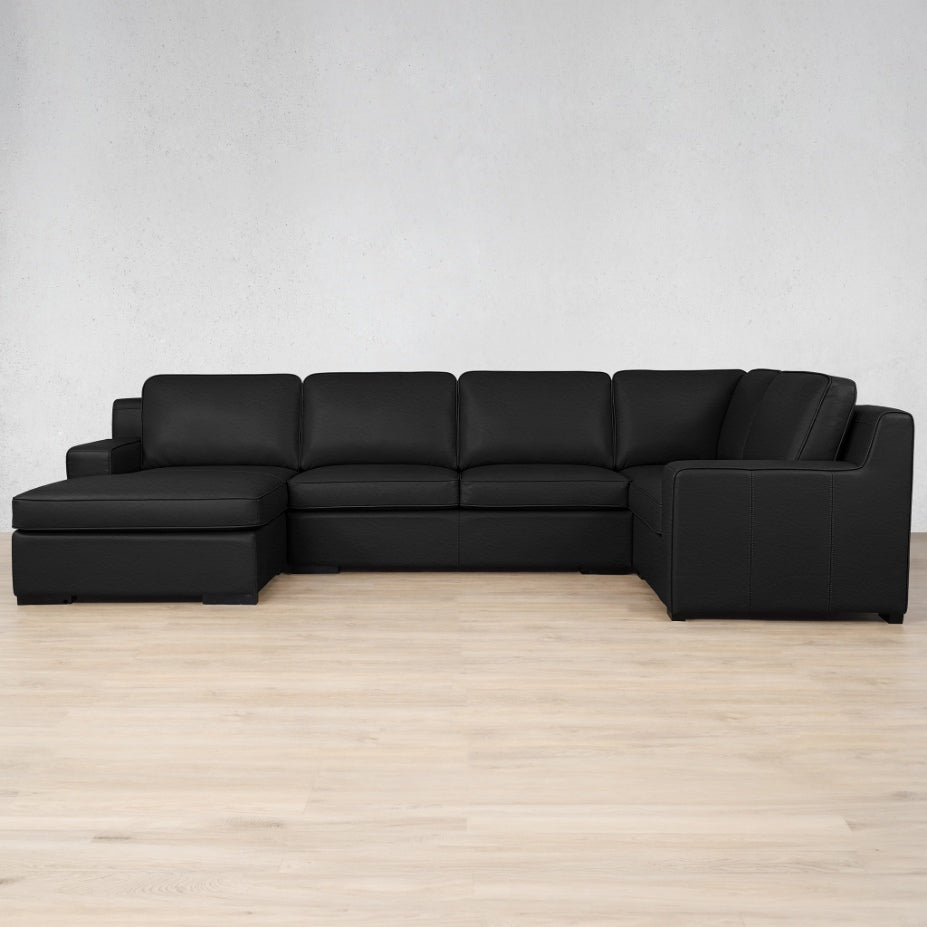 Rome Leather U-Sofa Chaise Sectional - LHF Leather Sectional Leather Gallery Czar Black