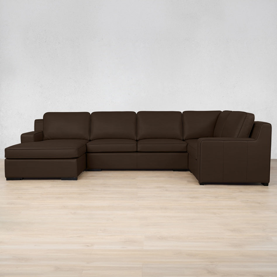Rome Leather U-Sofa Chaise Sectional - LHF Leather Sectional Leather Gallery Czar Chocolate