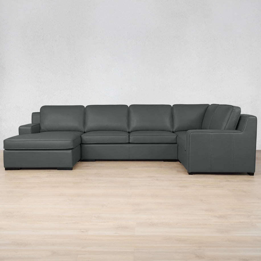 Rome Leather U-Sofa Chaise Sectional - LHF Leather Sectional Leather Gallery Flux Grey