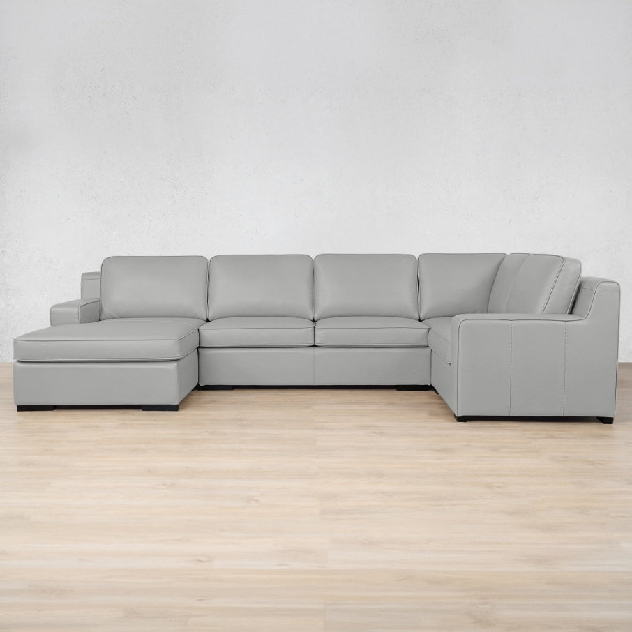 Rome Leather U-Sofa Chaise Sectional - LHF Leather Sectional Leather Gallery Manatee Grey