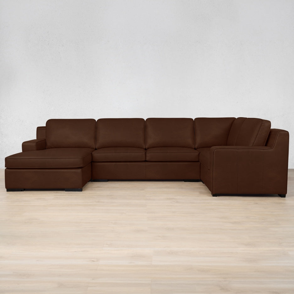 Rome Leather U-Sofa Chaise Sectional - LHF Leather Sectional Leather Gallery Royal Cognac