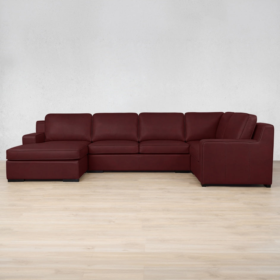 Rome Leather U-Sofa Chaise Sectional - LHF Leather Sectional Leather Gallery Royal Ruby