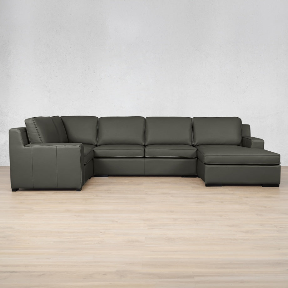 Rome Leather U-Sofa Chaise Sectional - RHF Leather Sectional Leather Gallery Czar Anthracite