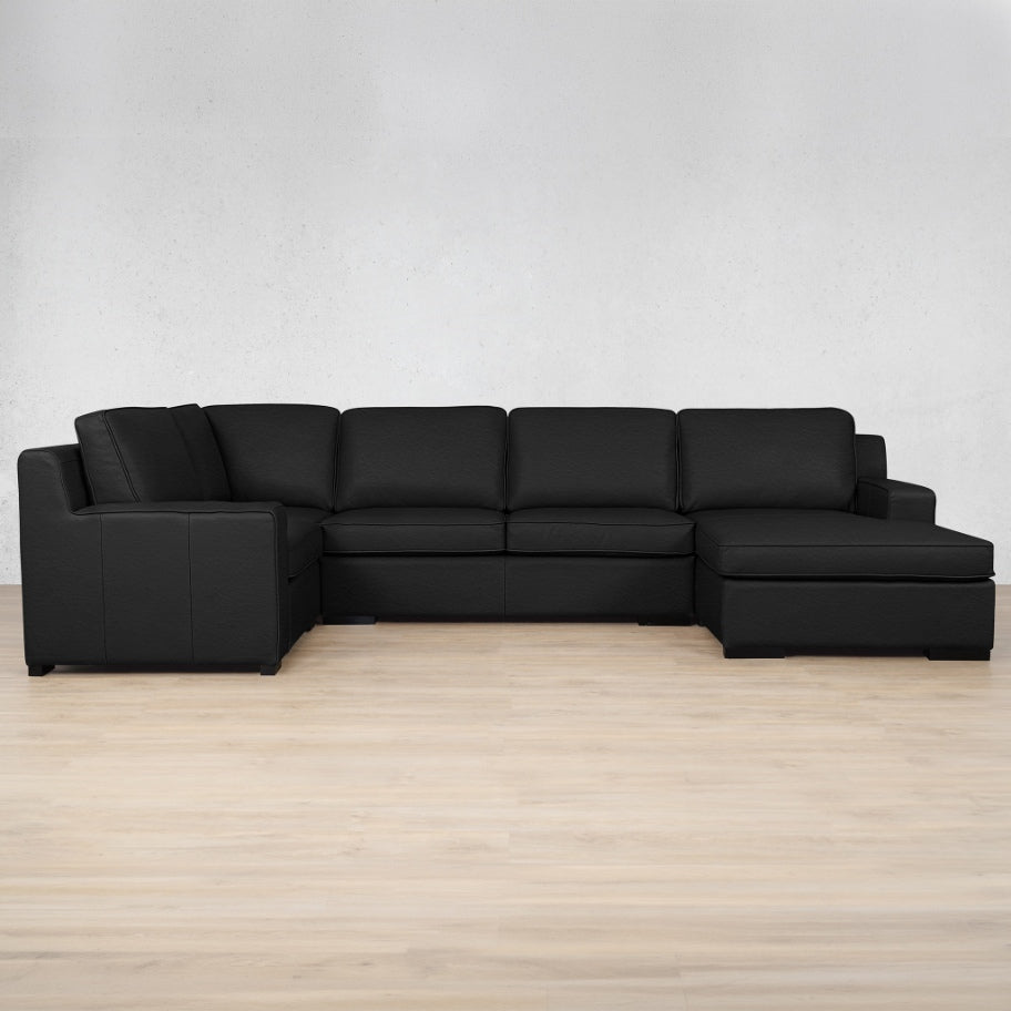 Rome Leather U-Sofa Chaise Sectional - RHF Leather Sectional Leather Gallery Czar Black