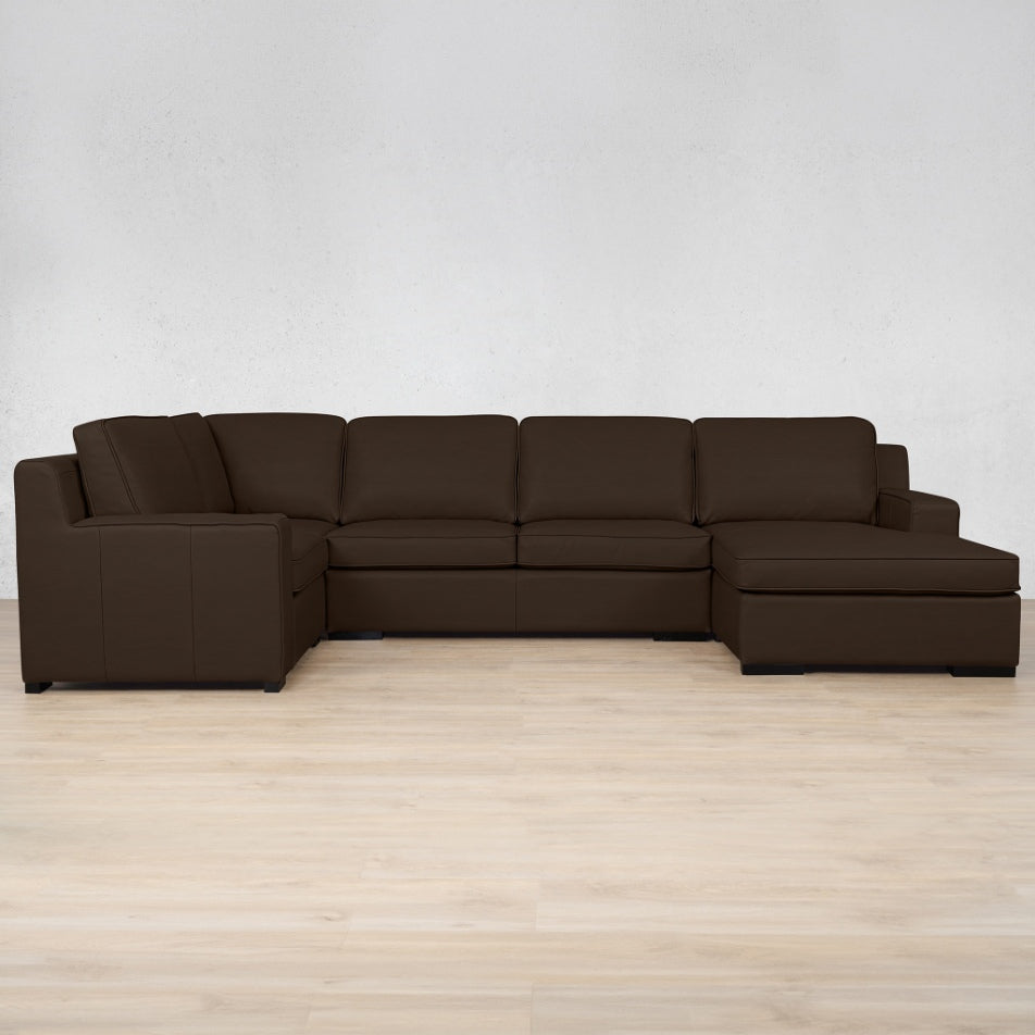 Rome Leather U-Sofa Chaise Sectional - RHF Leather Sectional Leather Gallery Czar Chocolote