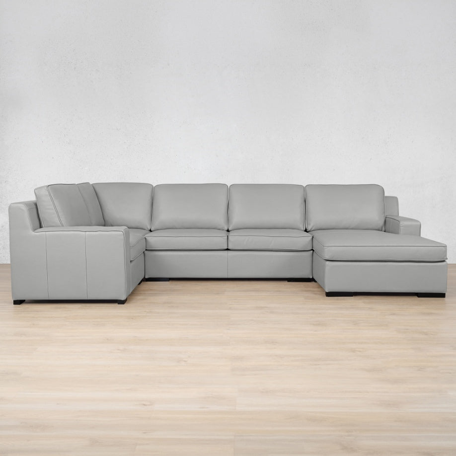Rome Leather U-Sofa Chaise Sectional - RHF Leather Sectional Leather Gallery Manatee Grey