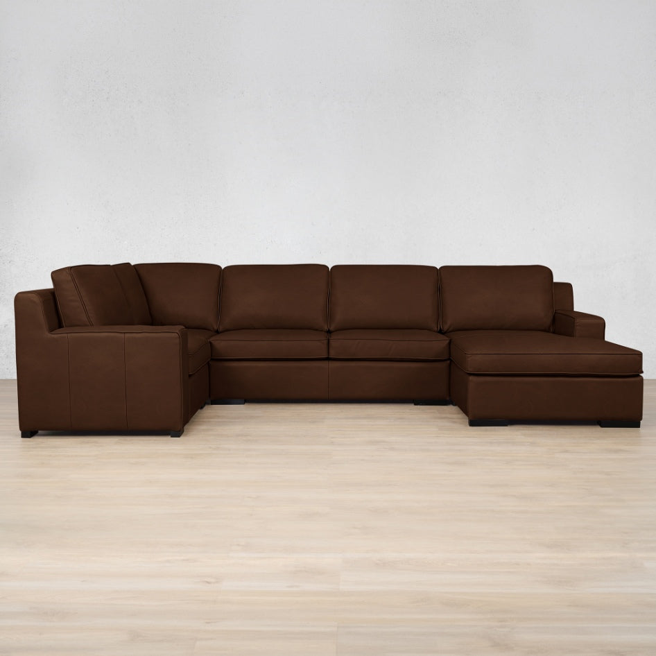 Rome Leather U-Sofa Chaise Sectional - RHF Leather Sectional Leather Gallery Royal Cognac