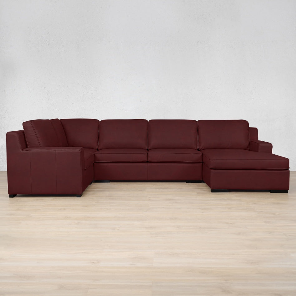 Rome Leather U-Sofa Chaise Sectional - RHF Leather Sectional Leather Gallery Royal Ruby
