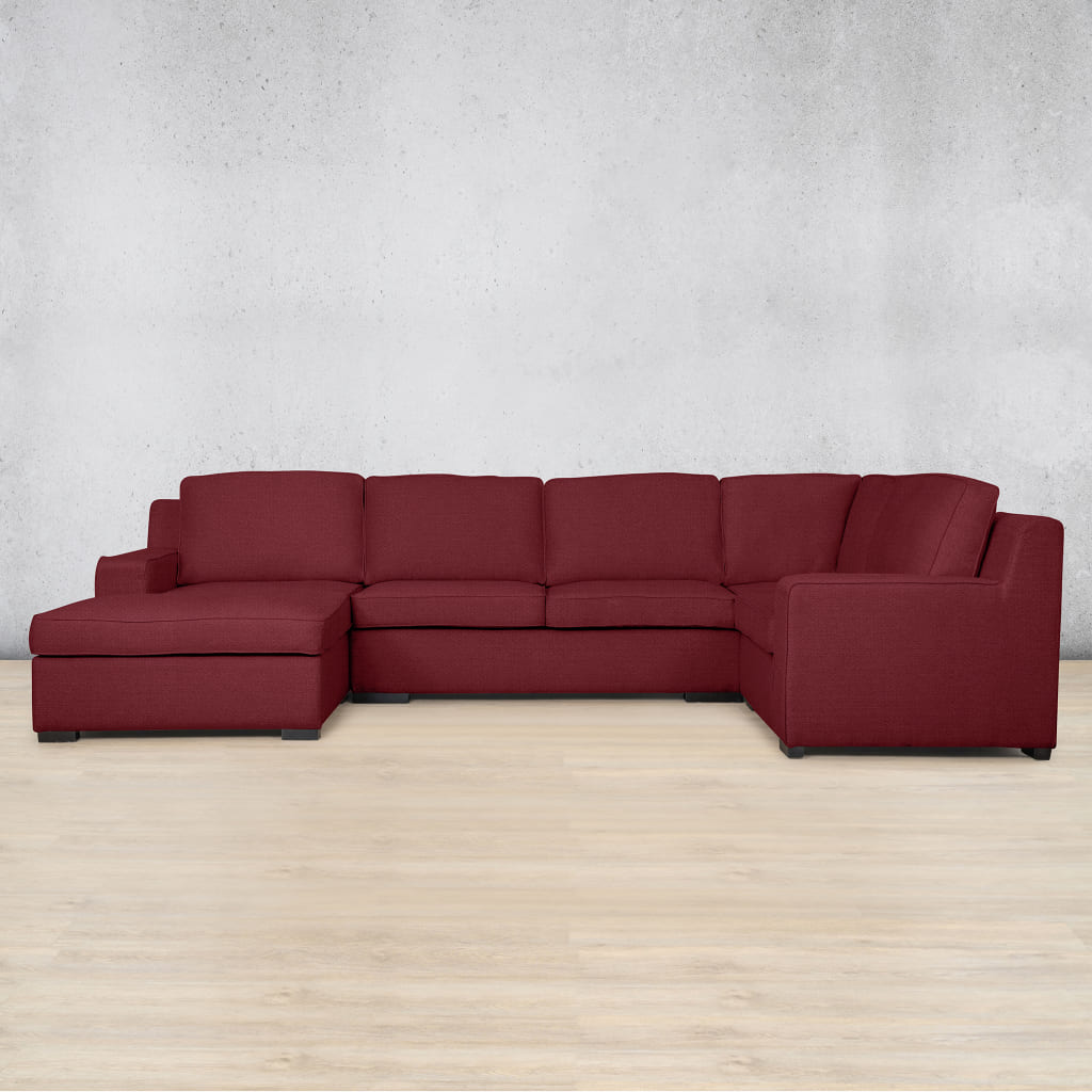 Rome Fabric U-Sofa Chaise Sectional- LHF Fabric Corner Suite Leather Gallery Deep Cherry
