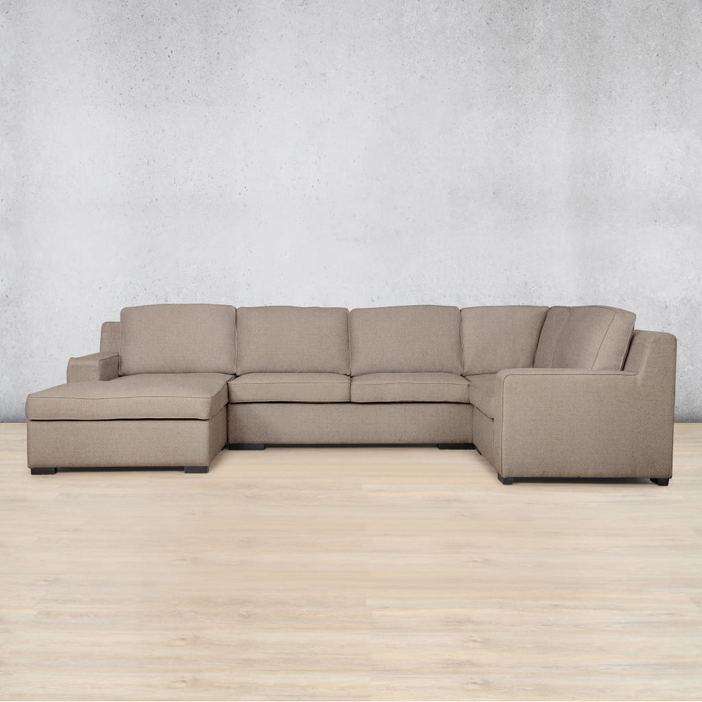 Rome Fabric U-Sofa Chaise Sectional- LHF Fabric Corner Suite Leather Gallery Kenya Sand
