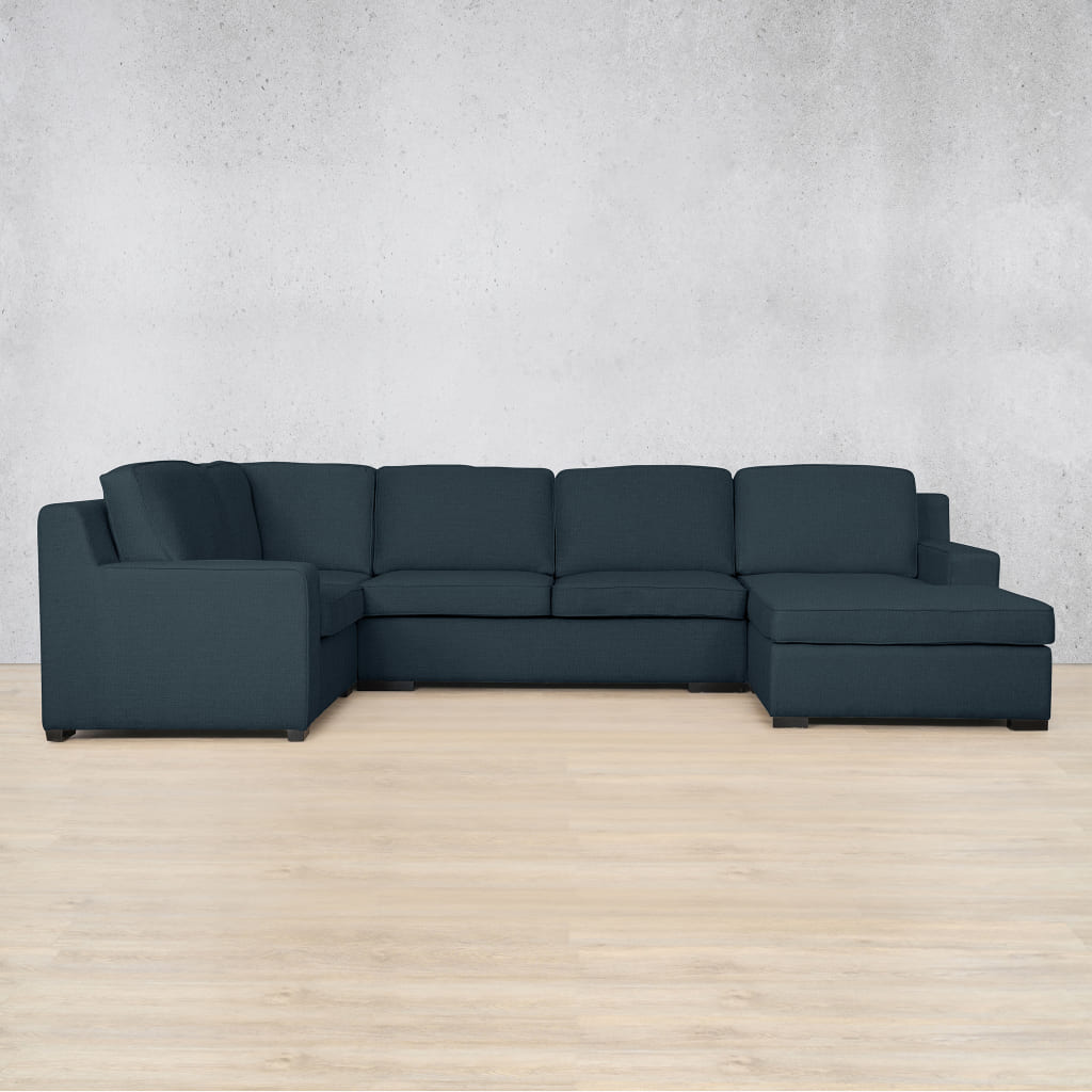 Rome Fabric U-Sofa Chaise Sectional - RHF Fabric Corner Suite Leather Gallery  Air Force Blue