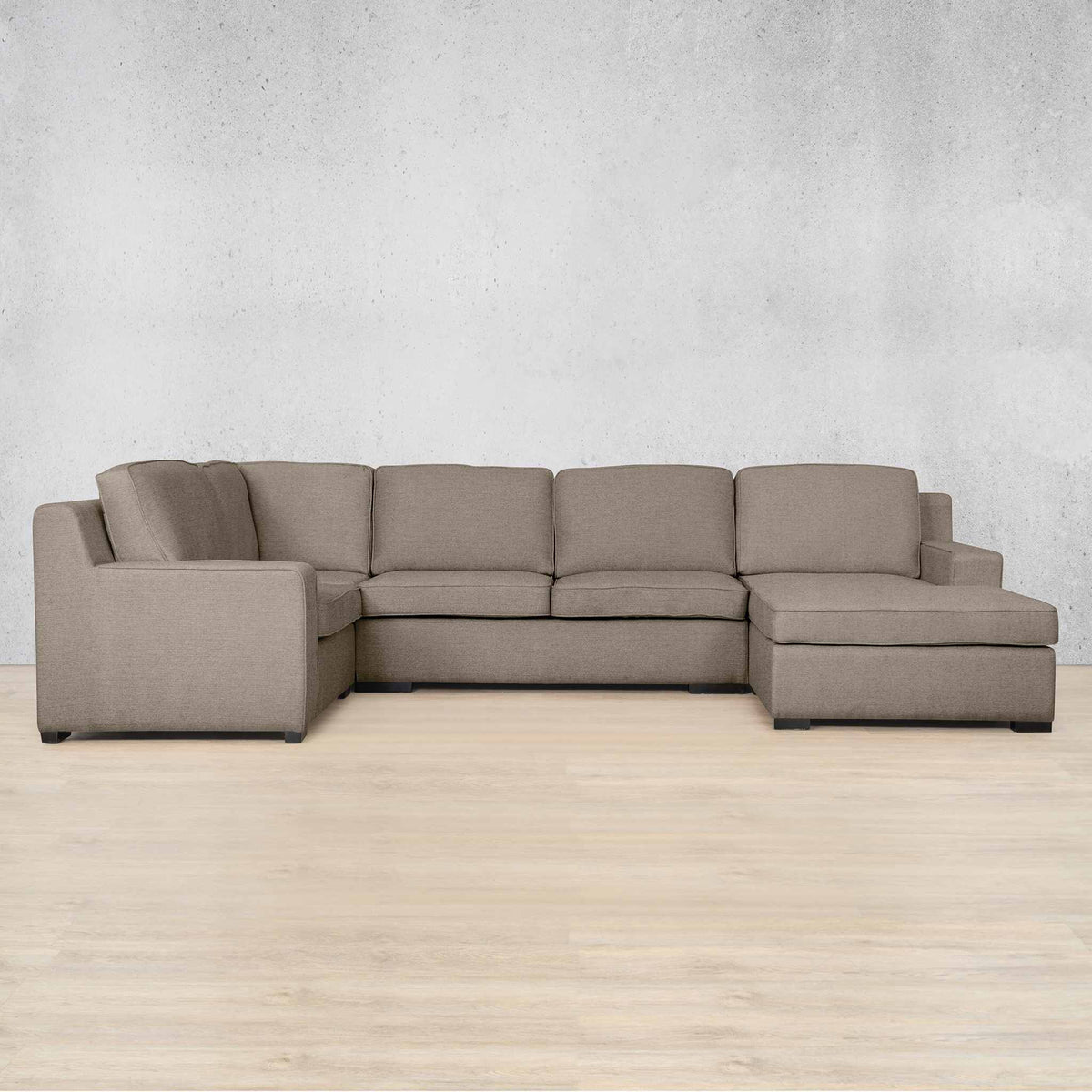 Rome Fabric U-Sofa Chaise Sectional - RHF Fabric Corner Suite Leather Gallery  Ivory Sand