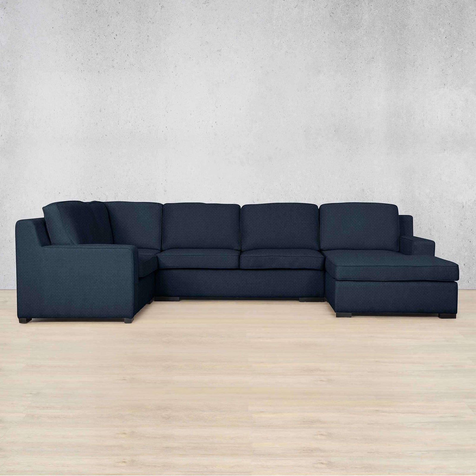 Rome Fabric U-Sofa Chaise Sectional - RHF Fabric Corner Suite Leather Gallery  Kenya Navy Blue