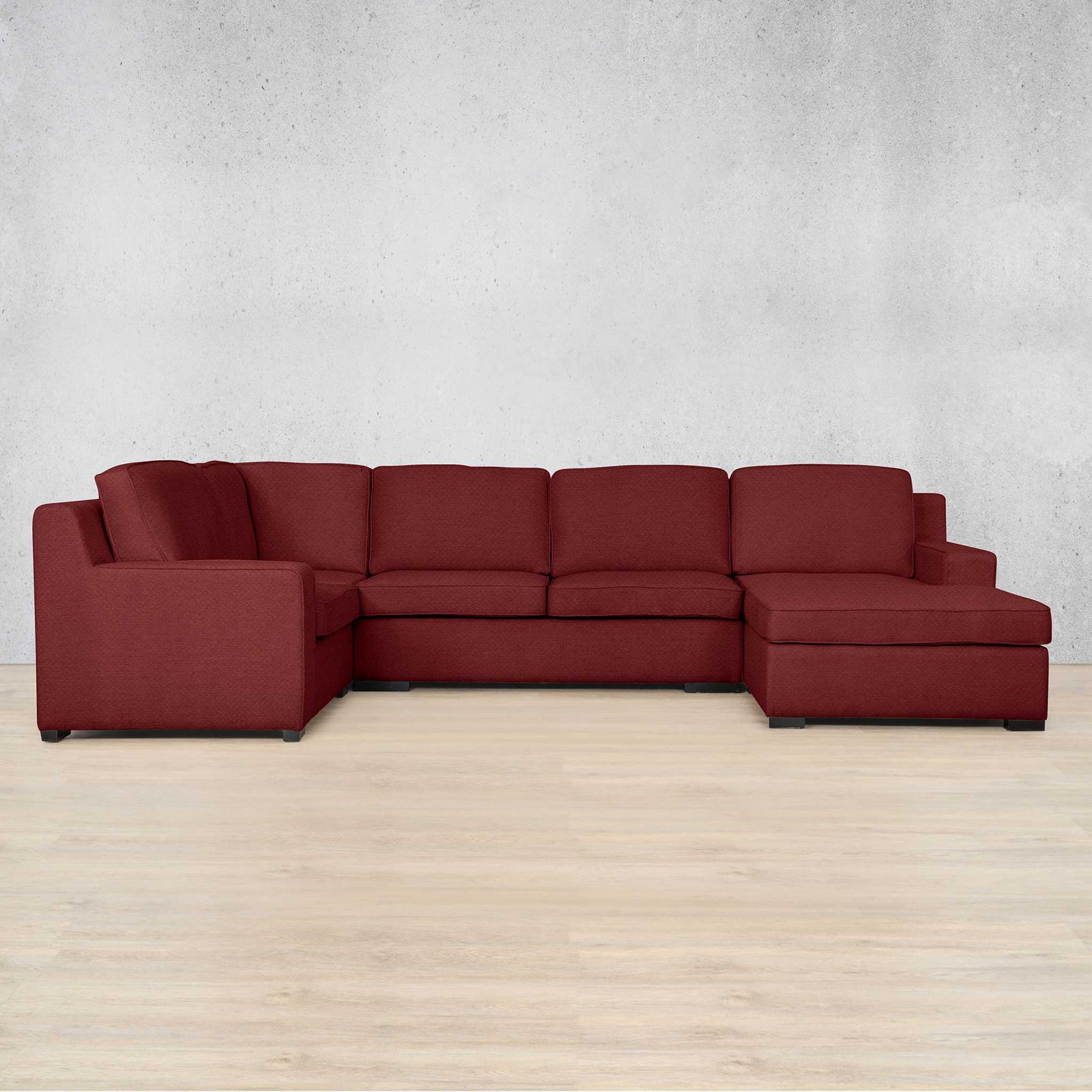 Rome Fabric U-Sofa Chaise Sectional - RHF Fabric Corner Suite Leather Gallery  Kenya Red