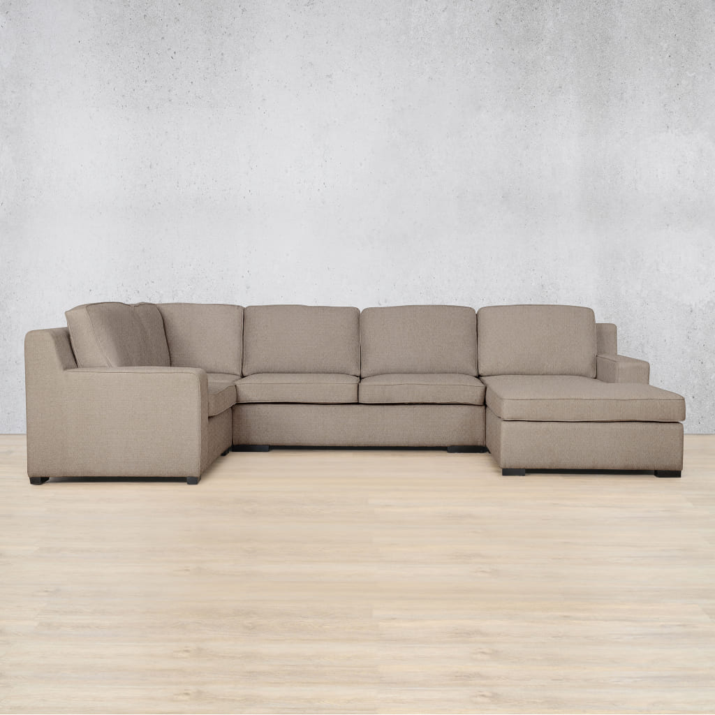 Rome Fabric U-Sofa Chaise Sectional - RHF Fabric Corner Suite Leather Gallery Kenya Sand
