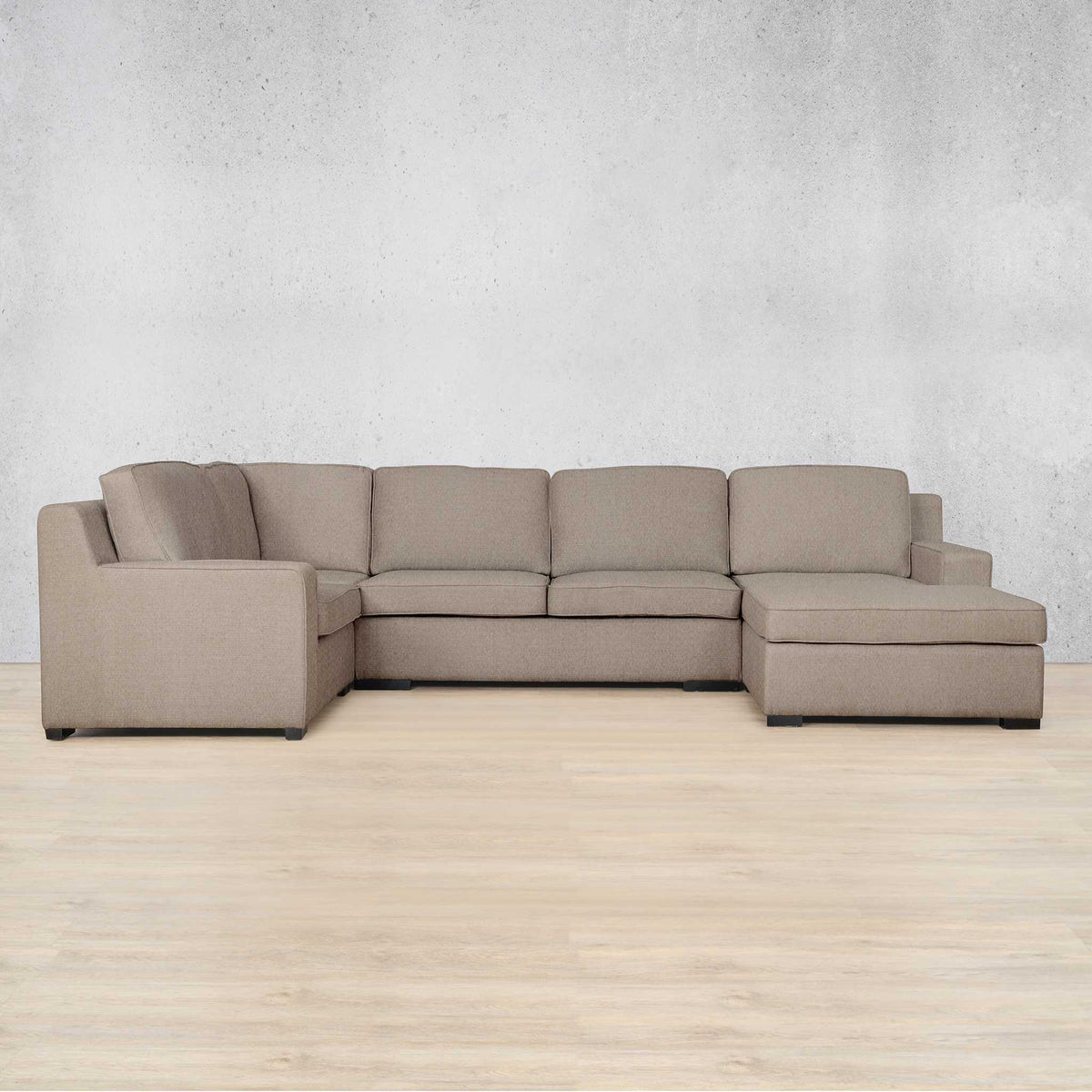 Rome Fabric U-Sofa Chaise Sectional - RHF Fabric Corner Suite Leather Gallery Kenya Sand
