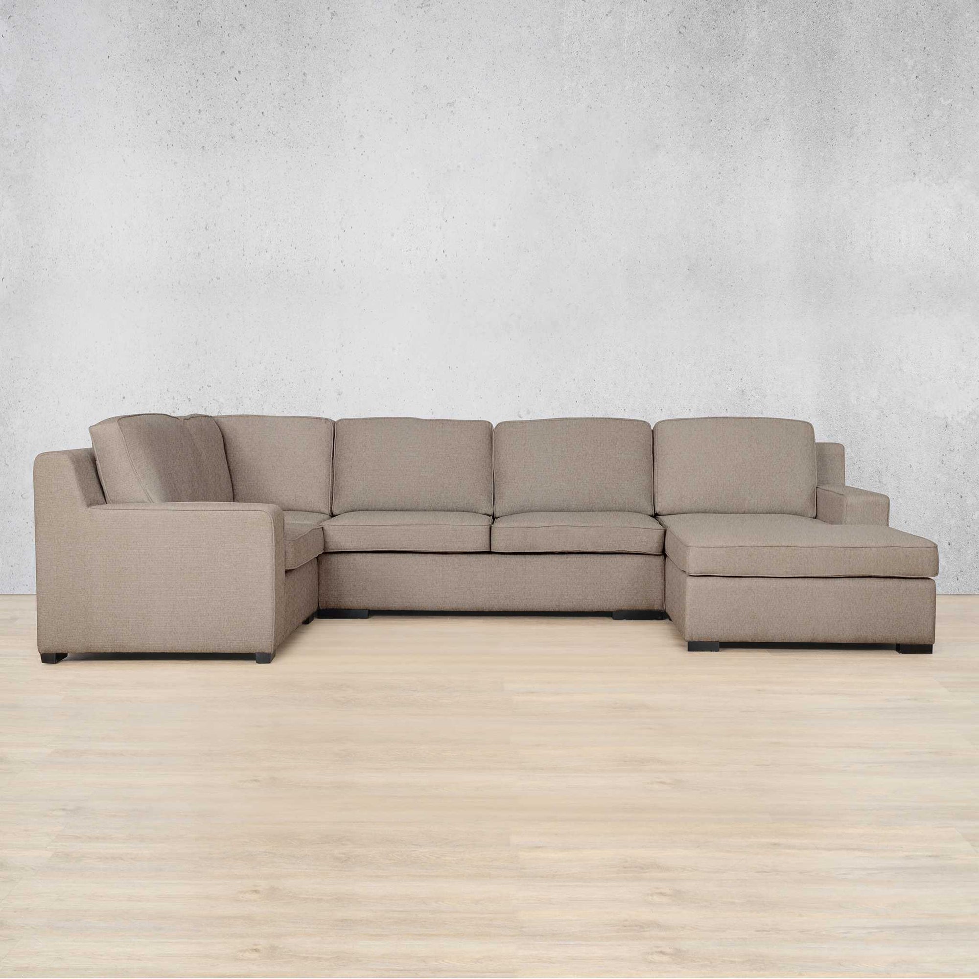 Rome Fabric U-Sofa Chaise Sectional - RHF Fabric Corner Suite Leather Gallery Kenya Sand