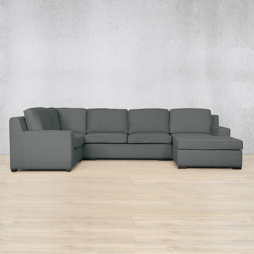 Rome Fabric U-Sofa Chaise Sectional - RHF Fabric Corner Suite Leather Gallery Silver Charm
