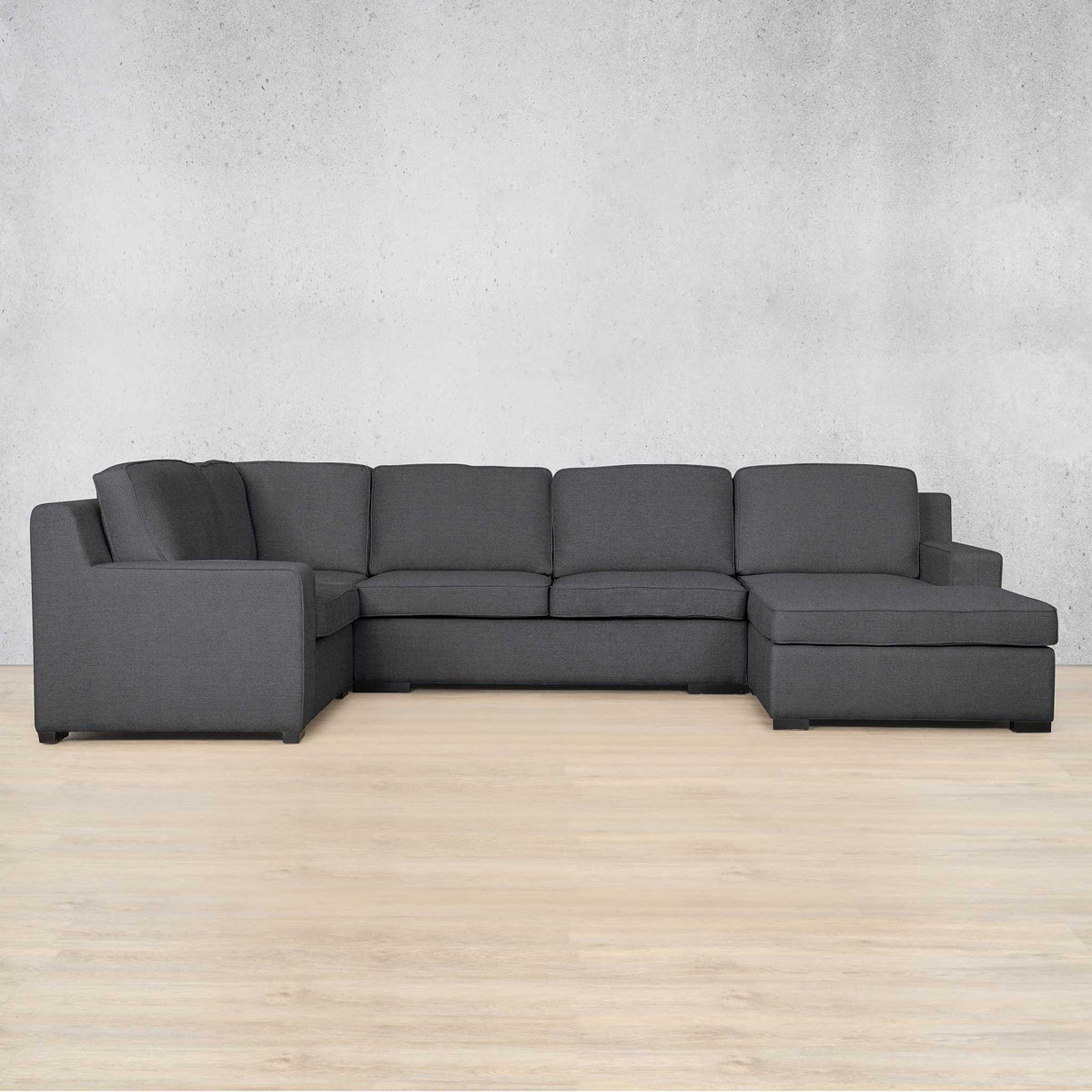 Rome Fabric U-Sofa Chaise Sectional - RHF Fabric Corner Suite Leather Gallery Space Grey