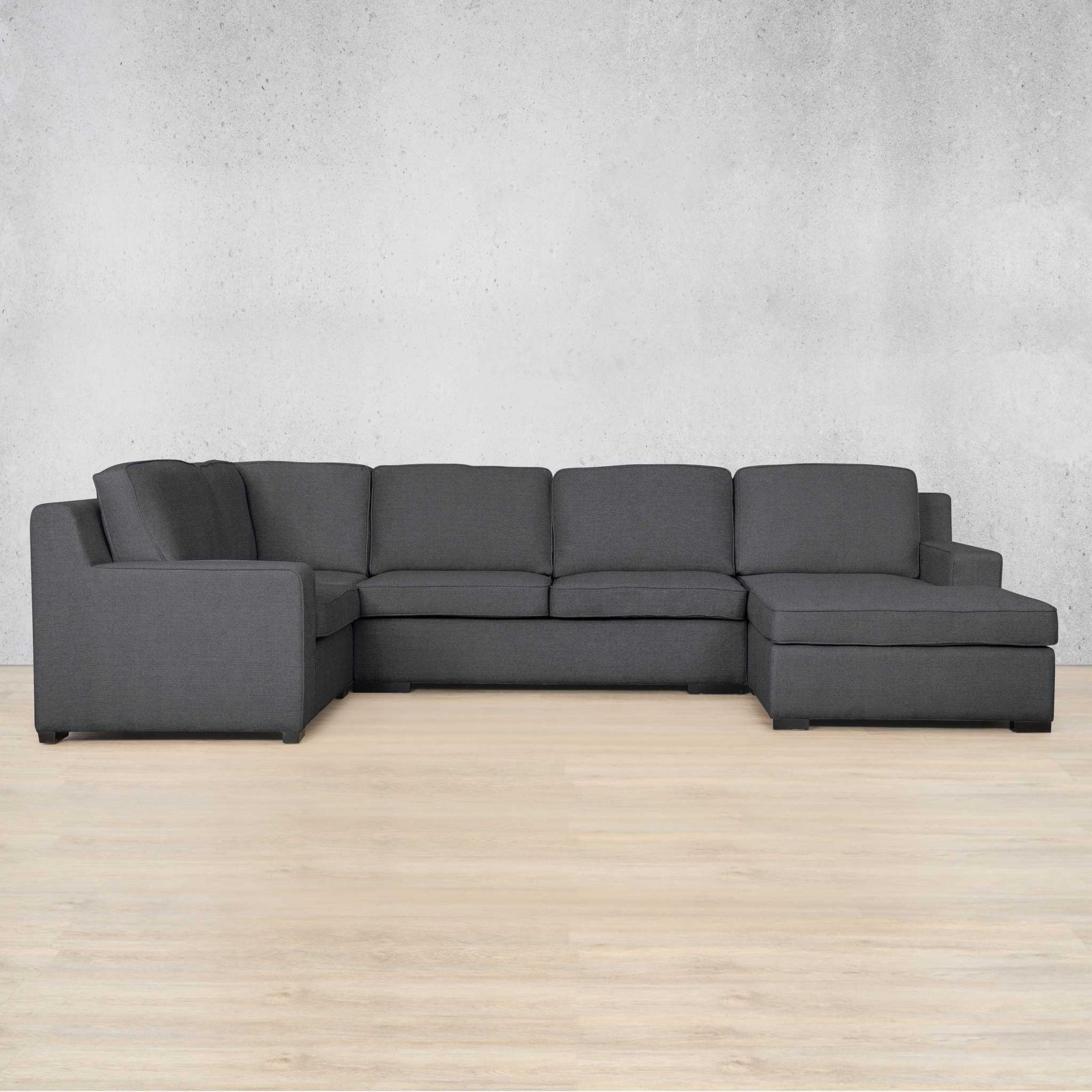 Rome Fabric U-Sofa Chaise Sectional - RHF Fabric Corner Suite Leather Gallery Space Grey