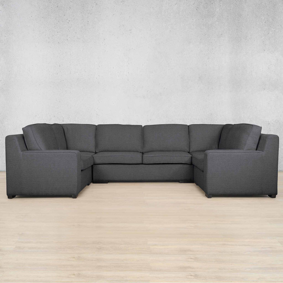 Rome Fabric U-Sofa Sectional Fabric Corner Suite Leather Gallery Space Grey
