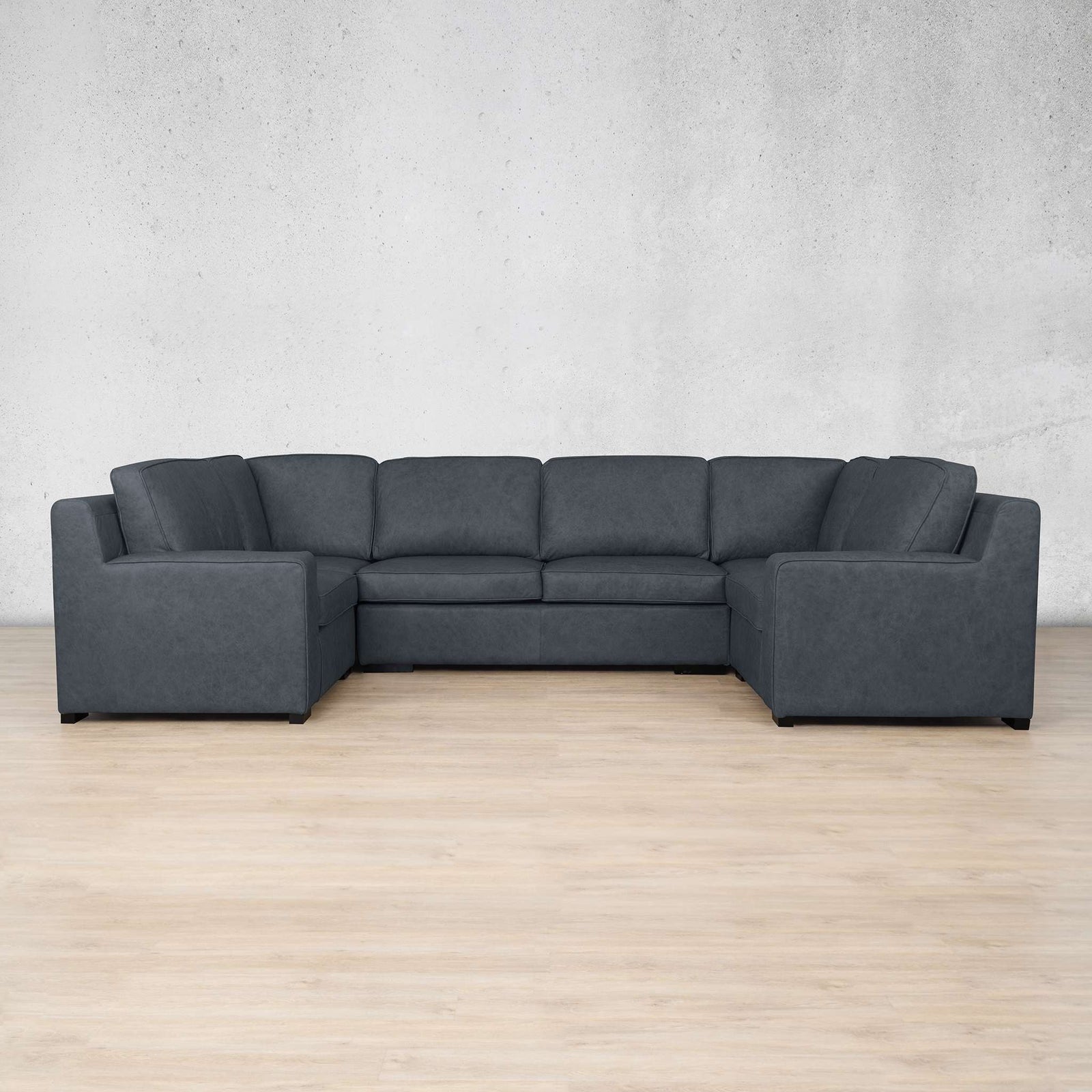 Rome Leather U-Sofa Sectional Leather Sectional Leather Gallery Bedlam Blue Night