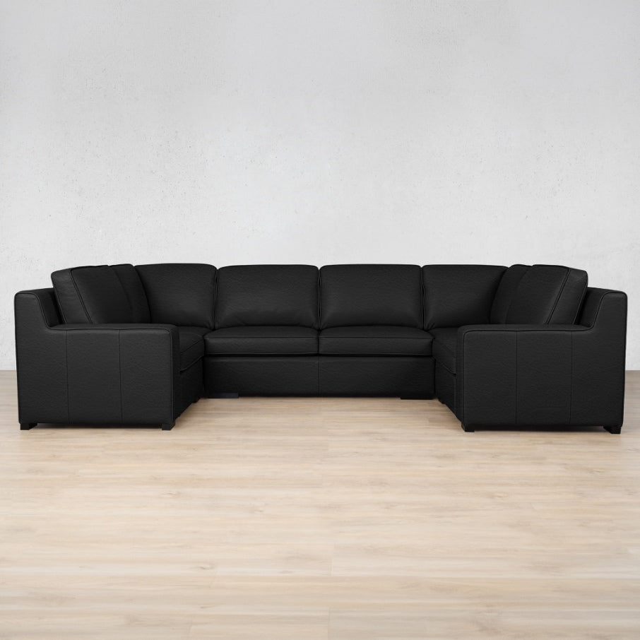 Rome Leather U-Sofa Sectional Leather Sectional Leather Gallery Czar Black